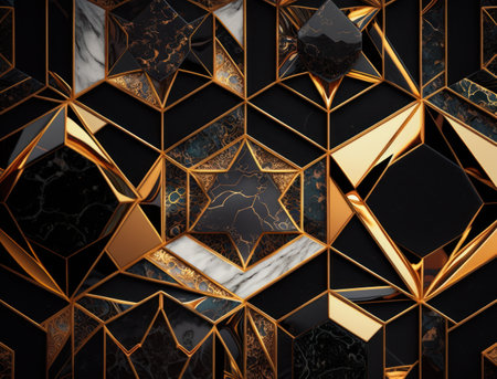 Marble stone texture background material with elements of semi-precious stones and gold created with Generative AI technologyの素材