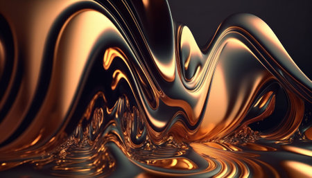 A metallic abstract wavy liquid background Generative AI technologyの素材