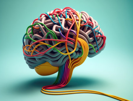 Colorful brain background created with Generative AI technologyの素材