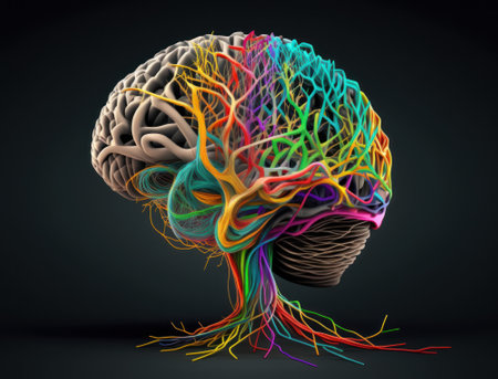 Colorful brain background created with Generative AI technologyの素材