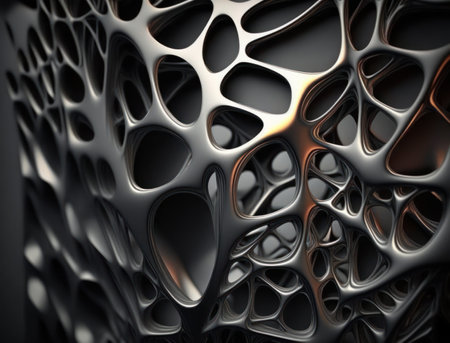 Dark black abstract background An abstract image featuring organic shapes and lines that intersect and overlap created with Generative AI technologyの素材