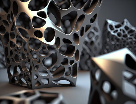 Dark black abstract background An abstract image featuring organic shapes and lines that intersect and overlap created with Generative AI technologyの素材