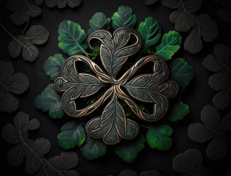 Ethnic celtic ornaments Esoteric vegetal background created with Generative AI technologyの素材