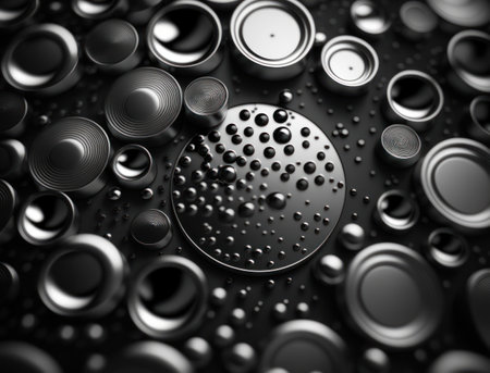 3D Futuristic circles background Abstract geometric grid pattern created with Generative AI technologyの素材