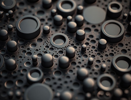 3D Futuristic circles background Abstract geometric grid pattern created with Generative AI technologyの素材