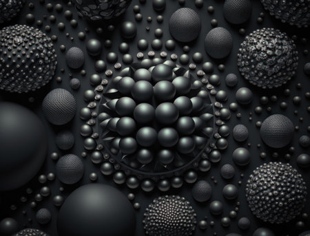 3D Futuristic circles background Abstract geometric grid pattern created with Generative AI technologyの素材