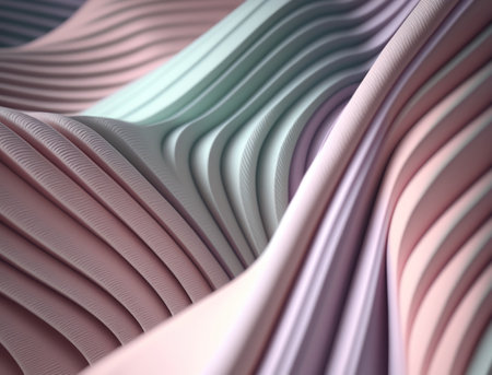 Lines and folds of pastel-colored fabric created with Generative AI technologyの素材