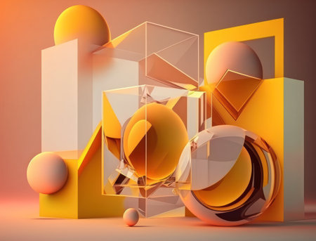 Abstract image featuring a combination of organic and geometric shapes dynamic and energetic background created with Generative AI technologyの素材