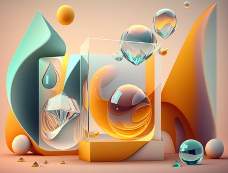 Abstract image featuring a combination of organic and geometric shapes dynamic and energetic background created with Generative AI technologyの素材