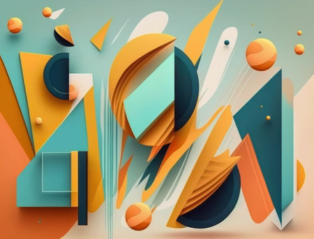 Abstract image featuring a combination of organic and geometric shapes dynamic and energetic background created with Generative AI technologyの素材