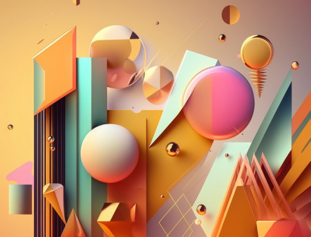Abstract image featuring a combination of organic and geometric shapes dynamic and energetic background created with Generative AI technologyの素材
