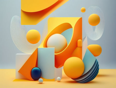 Abstract image featuring a combination of organic and geometric shapes dynamic and energetic background created with Generative AI technologyの素材