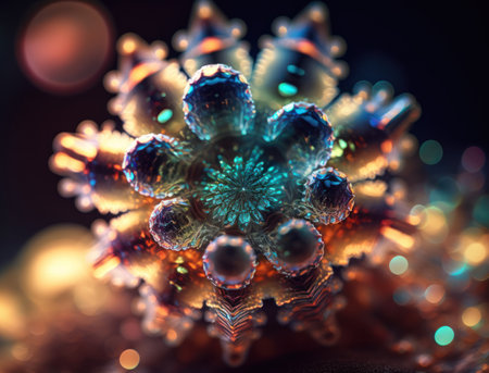 An endless fractals made of translucent multicolored crystals natural gemstone Generative AI technologyの素材