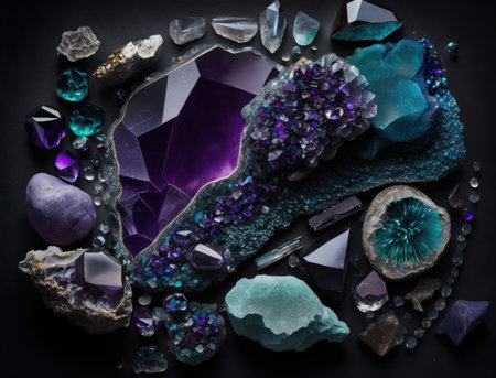 Beautiful purple amethyst natural gemstone Generative AI technologyの素材