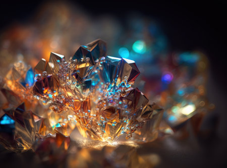 An endless fractals made of translucent multicolored crystals natural gemstone Generative AI technologyの素材