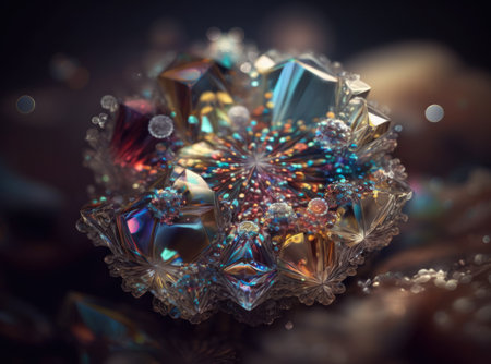 An endless fractals made of translucent multicolored crystals natural gemstone Generative AI technologyの素材