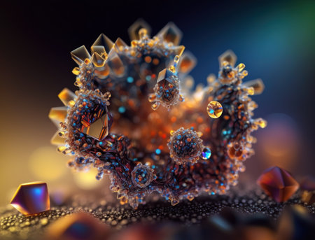 An endless fractals made of translucent multicolored crystals natural gemstone Generative AI technologyの素材