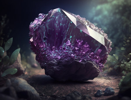 Beautiful purple amethyst natural gemstone Generative AI technologyの素材