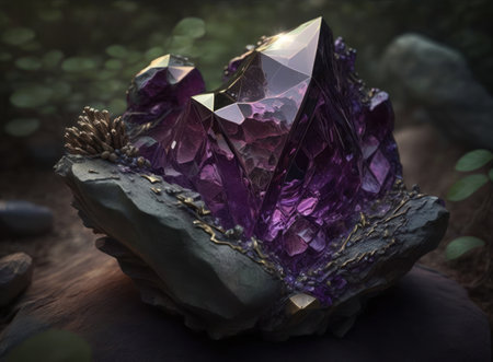 Beautiful purple amethyst natural gemstone Generative AI technologyの素材