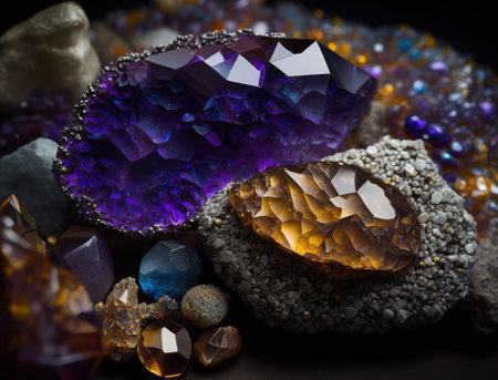 Beautiful purple amethyst natural gemstone Generative AI technologyの素材