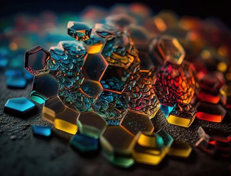 Beautiful hexagonal background natural gemstone Generative AI technologyの素材