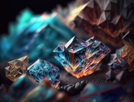 An endless fractals made of translucent multicolored crystals natural gemstone Generative AI technologyの素材
