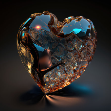 Realistic heart shaped zircon, natural gemstone Generative AI technologyの素材