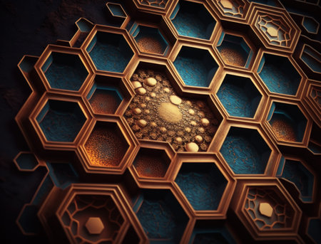 Beautiful hexagonal background natural gemstone Generative AI technologyの素材