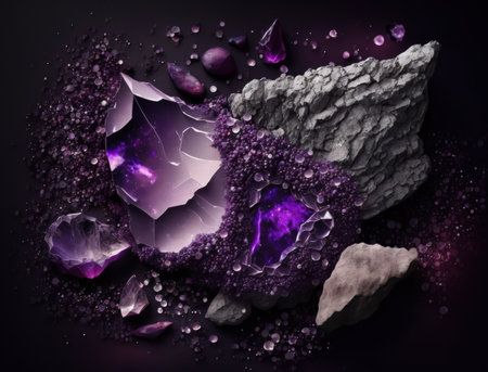 Beautiful purple amethyst natural gemstone Generative AI technologyの素材