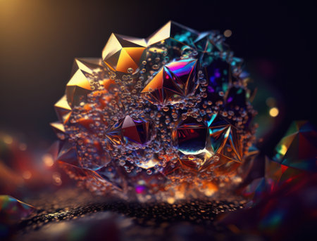 An endless fractals made of translucent multicolored crystals natural gemstone Generative AI technologyの素材