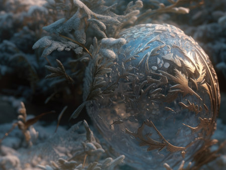 Abstract beautiful pattern of frost background created with Generative AI technologyの素材