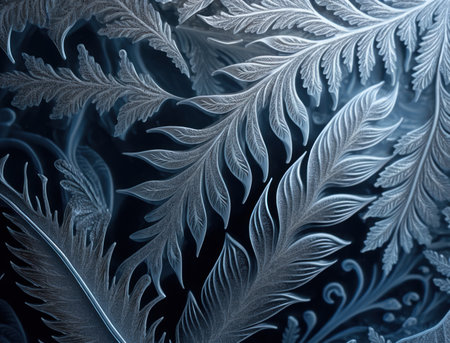 Abstract beautiful pattern of frost background created with Generative AI technologyの素材