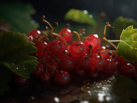 Beautiful organic background of freshly picked viburnum created with Generative AI technologyの素材