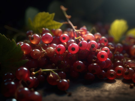 Beautiful organic background of freshly picked viburnum created with Generative AI technologyの素材