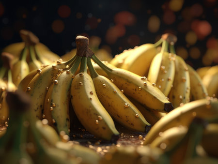 Beautiful organic background of freshly picked bananas created with Generative AI technologyの素材