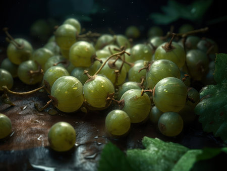 Beautiful organic background of freshly picked gooseberry created with Generative AI technologyの素材