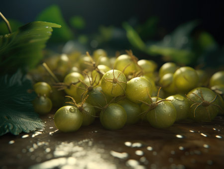 Beautiful organic background of freshly picked grapes created with Generative AI technologyの素材