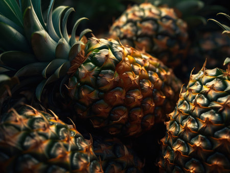 Beautiful organic background of freshly picked pineapple created with Generative AI technologyの素材