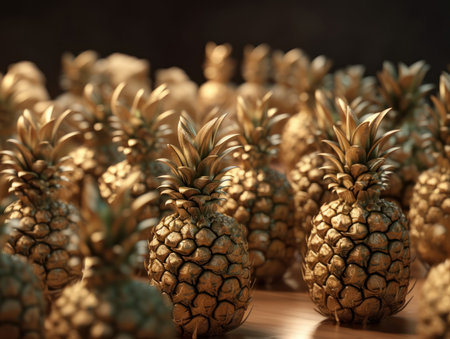 Beautiful organic background of freshly picked pineapple created with Generative AI technologyの素材