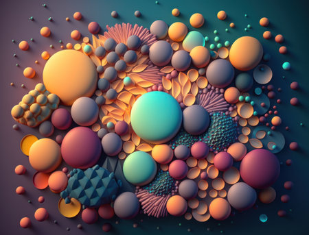 Abstract image featuring a combination of organic and geometric shapes dynamic and energetic background created with Generative AI technologyの素材