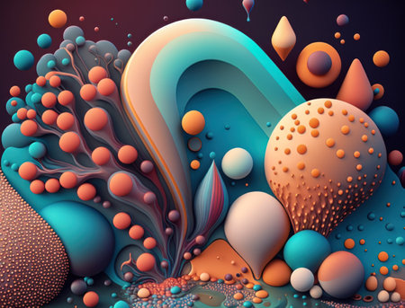 Abstract image featuring a combination of organic and geometric shapes dynamic and energetic background created with Generative AI technologyの素材