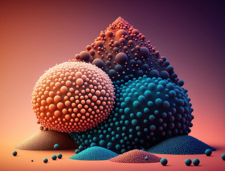 Abstract image featuring a combination of organic and geometric shapes dynamic and energetic background created with Generative AI technologyの素材