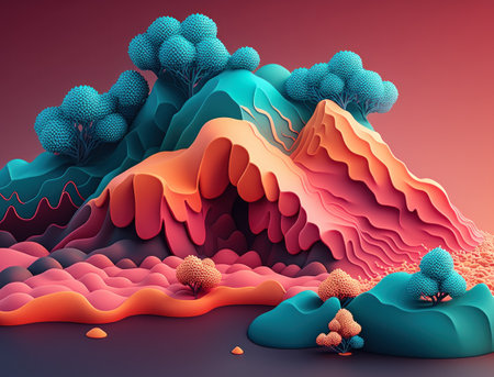 Abstract image featuring a combination of organic and geometric shapes dynamic and energetic background created with Generative AI technologyの素材
