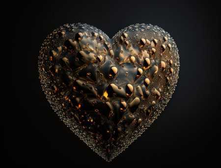 Realistic translucent heart shaped crystal zircon, natural gemstone Generative AI technology Dark backgroundの素材