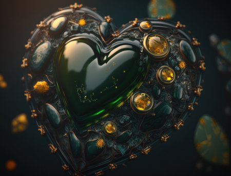 Green heart that represents environmental protection created with Generative AI technologyの素材