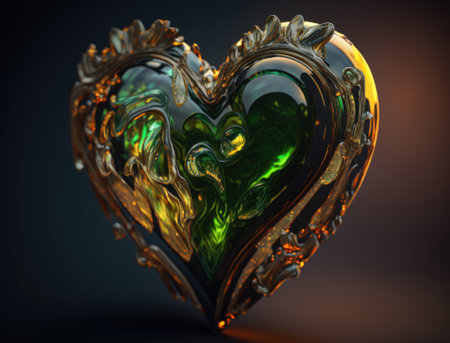 Green heart that represents environmental protection created with Generative AI technologyの素材