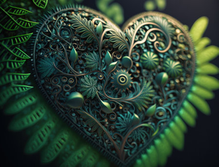 Green heart that represents environmental protection created with Generative AI technologyの素材