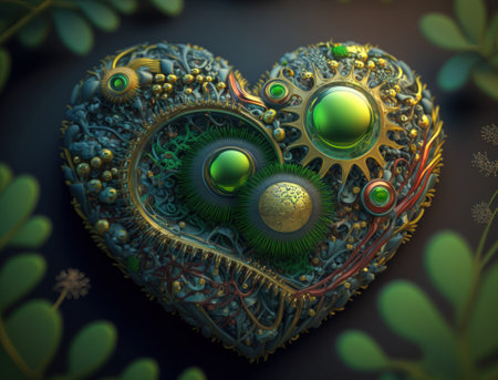 Green heart that represents environmental protection created with Generative AI technologyの素材