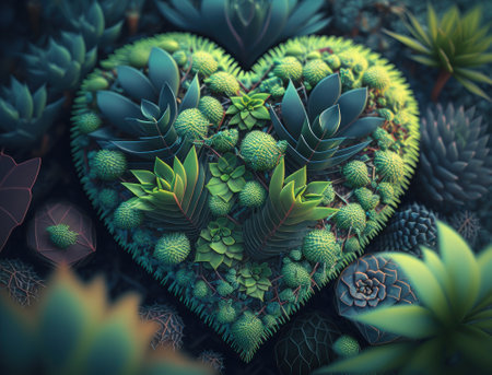 Green heart that represents environmental protection created with Generative AI technologyの素材