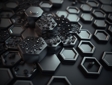 Futuristic hexagonal background Abstract geometric grid pattern created with Generative AI technologyの素材